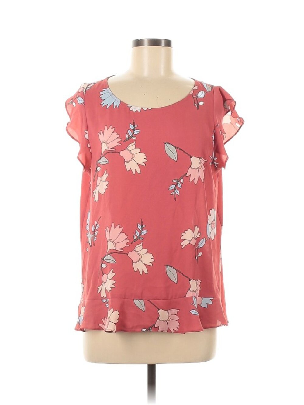 Ann Taylor LOFT Outlet Coral Pink Flower Print Blouse
